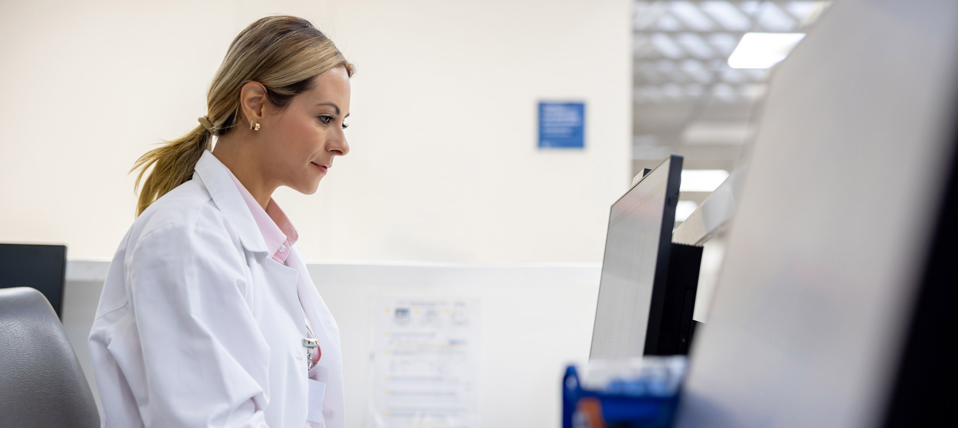 Female Doctor Using A Computer At The Hospital